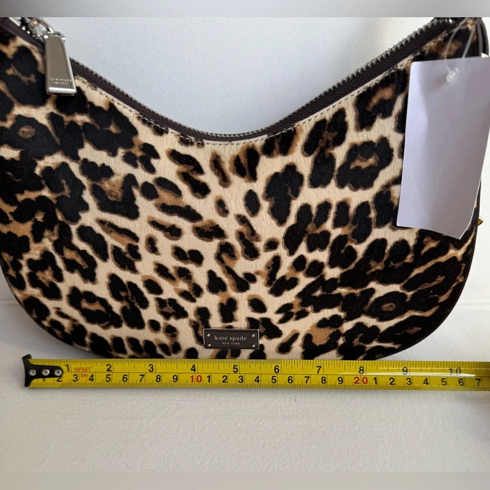 NWT Kate spade Liv Downtown Haircalf Shoulder & Crossbody hobo Bag Leopard KN018